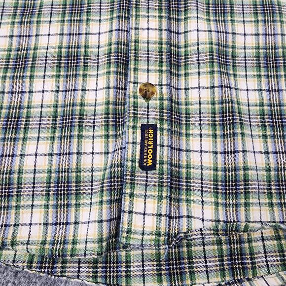 Woolrich Shirt Mens Medium Navy Mini Plaid Woven Short Sleeve Casual Button Up - Picture 12 of 16